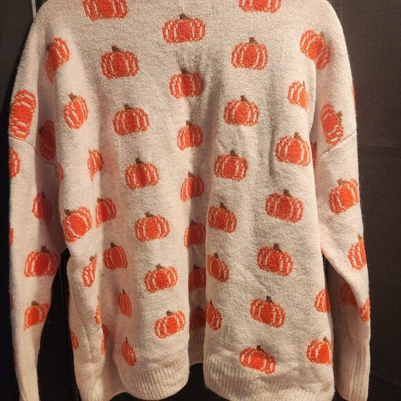 Vince Camuto multi-fabric Autumn pumpkin pattern medium weight sweater - Picture 2 of 5